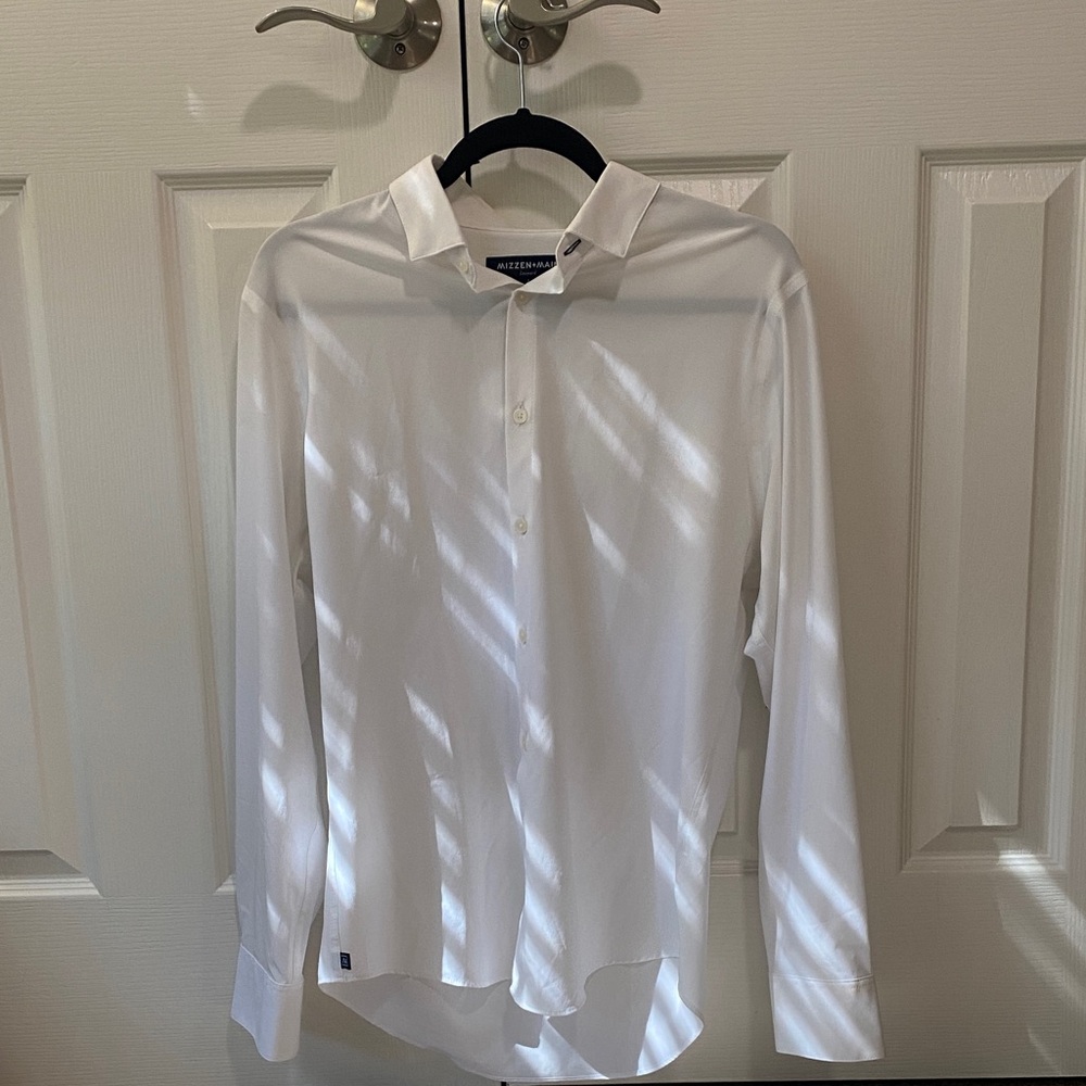 Mizzen+Main Leeward No-Tuck Medium Trim WHITE Long Sleeve Button Down